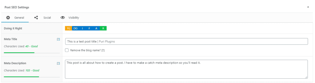 Example of meta text in the Gutenberg editor
