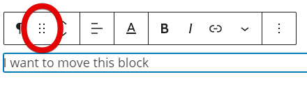 Highlighting the four dots used for dragging blocks up or down