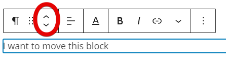 highlighting the two arrows used to move blocks up or down