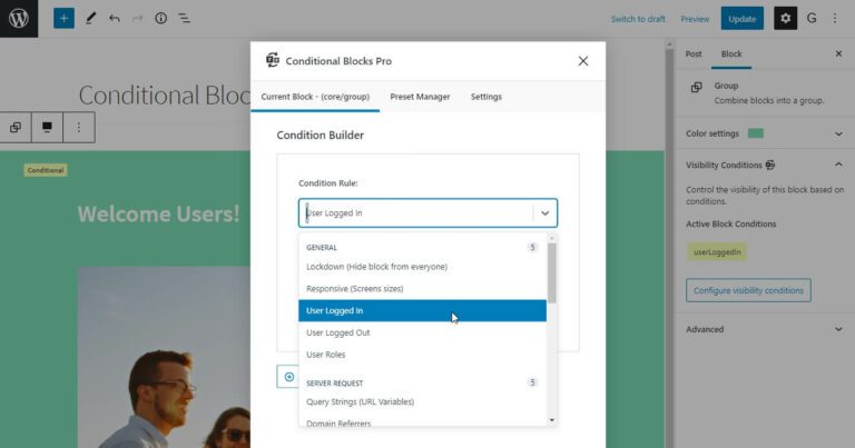 Show WordPress Blocks & Content Only to Logged-in Users