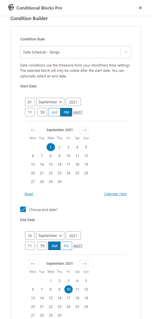 Configure conditions