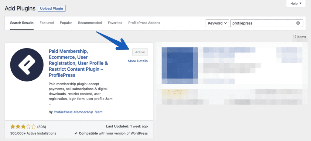 Screenshot of install the ProfilePress membership plugin