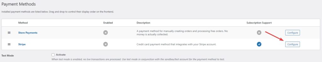 Screenshot of ProfilePress 'configure button' for Stripe