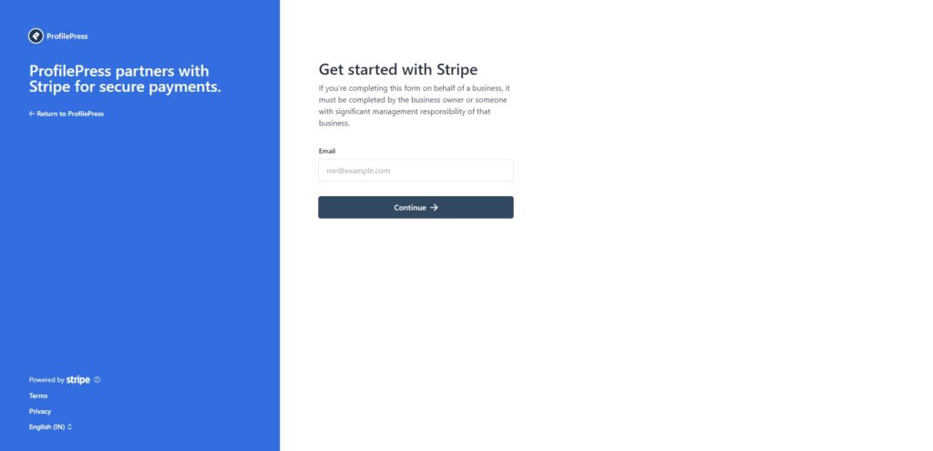 Screenshot of Stripe's login page