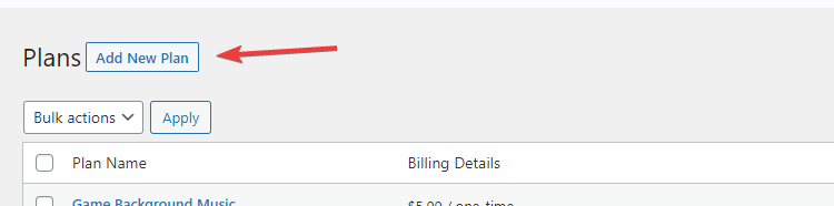 Screenshot of the Add New Plan button